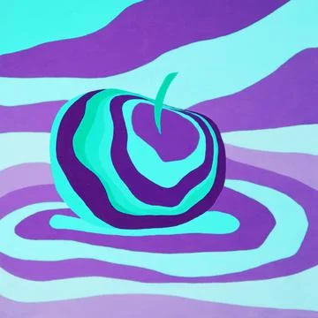 Apple fruit psychedelic illustration optical illusion. Stock Illustration