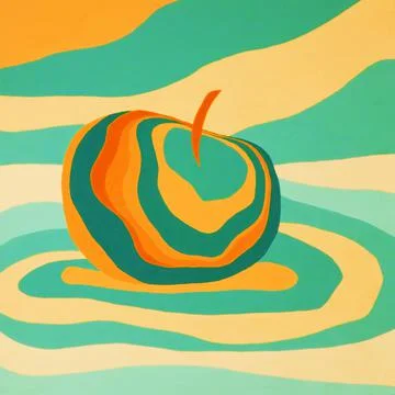 Apple fruit psychedelic illustration optical illusion. Stock Illustration