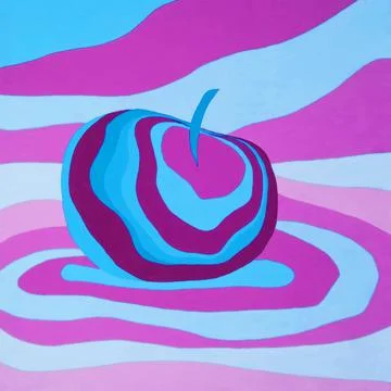 Apple fruit psychedelic illustration optical illusion. Stock Illustration