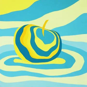 Apple fruit psychedelic illustration optical illusion. Stock Illustration