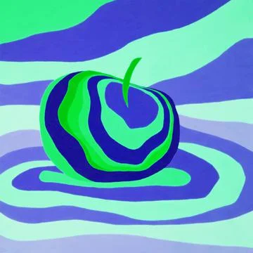 Apple fruit psychedelic illustration optical illusion. Stock Illustration