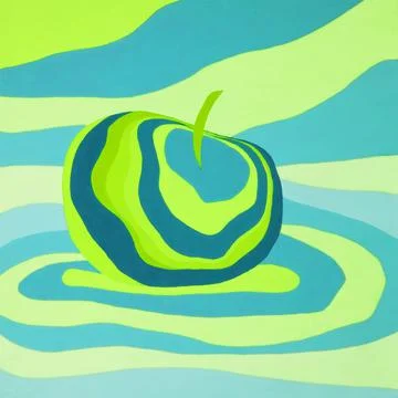 Apple fruit psychedelic illustration optical illusion. Stock Illustration