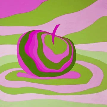 Apple fruit psychedelic illustration optical illusion. Stock Illustration
