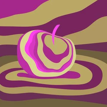 Apple fruit psychedelic pink beige. Vector illustration optical illusion Colo Stock Illustration