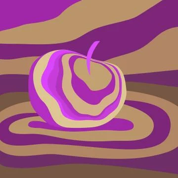 Apple fruit psychedelic purple beige. Vector illustration optical illusion Co Stock Illustration