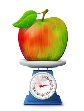 Apple fruit on scale pan Stock Illustration