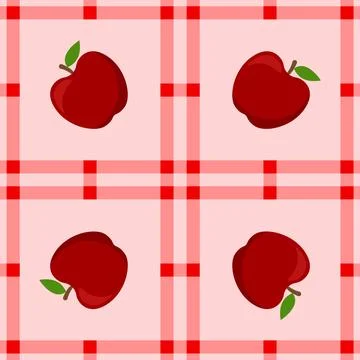 Apple fruit seamless for pattern fabric, simple apple fruit cute repeat in .. Stock Illustration