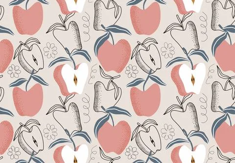 Apple fruit seamless pattern Illustrazione stock