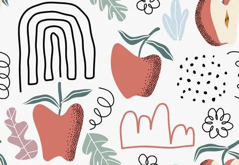 Apple fruit seamless pattern Stock Illustration