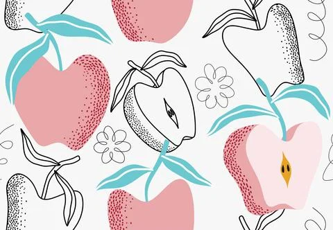 Apple fruit seamless pattern Stock Illustration
