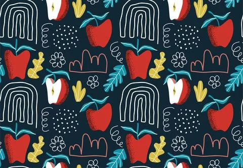 Apple fruit seamless pattern Stock Illustration