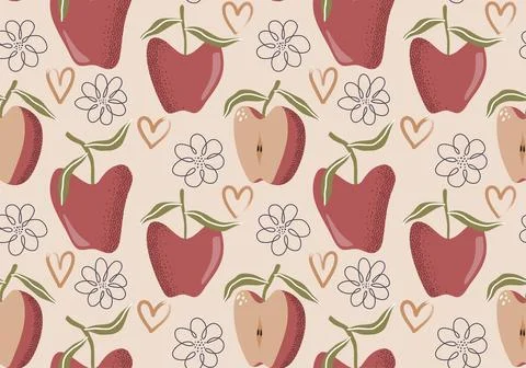 Apple fruit seamless pattern Illustrazione stock