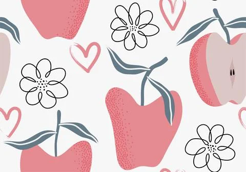 Apple fruit seamless pattern Illustrazione stock