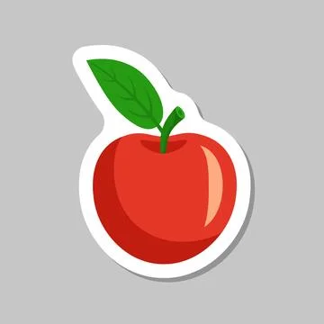 Apple fruit sticker icon in flat style. Healthy dessert vector illustration.. Stock Illustration