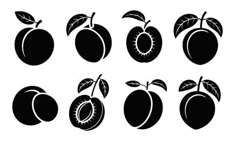 Apple fruit symbol collection black vector design Stock Illustration