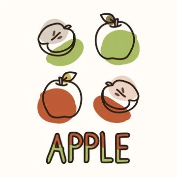 Apple fruit with text gender neutral baby illustration clipart. Simple whimsical Stock Illustration
