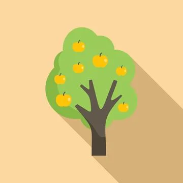 Apple fruit tree icon flat vector. Garden plant Stock Illustration