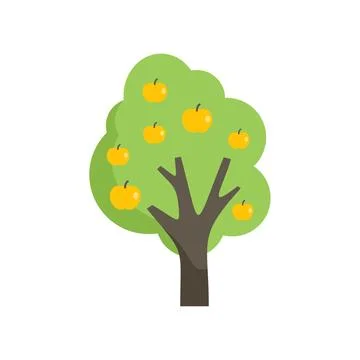 Apple fruit tree icon flat vector. Garden plant Stock Illustration