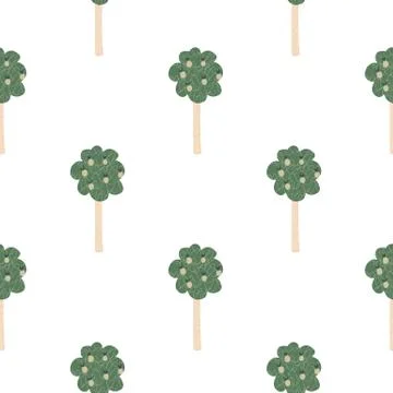 Apple fruit trees seamless pattern isolated on white background. Doodle style 스톡 일러스트