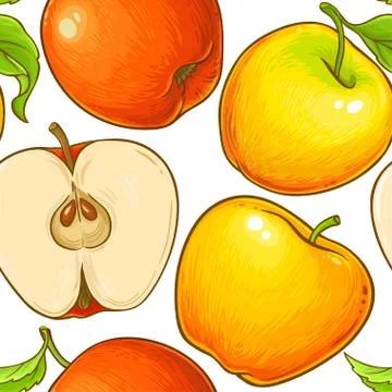 Apple fruit vector pattern Illustrazione stock
