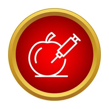 Apple genetic modification with syringe injecting fruit Stock Illustration