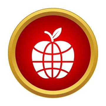 Apple globe icon representing global health and ecology Stock Illustration