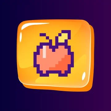 Apple glossy ui button with pixelated color icon Stock Illustration