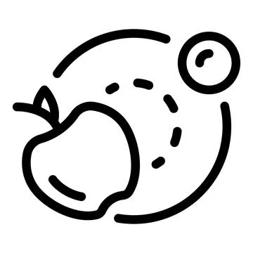 Apple gravity solar system icon, outline style Stock Illustration