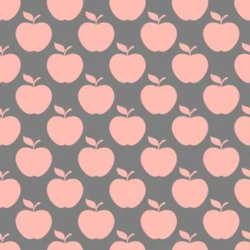 Apple gray pink seamless pattern background Stock Illustration