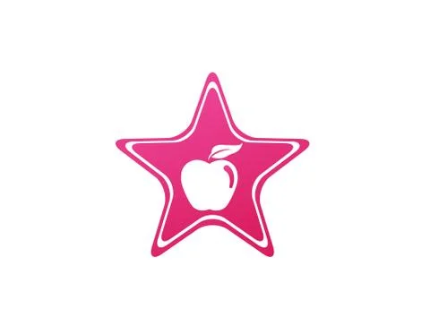 Apple with green leaf logo design illustration in the shape icon Stock Illustration