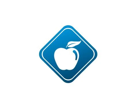 Apple with green leaf logo design illustration in the shape icon Stockillustratie
