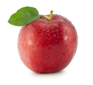 Apple with a green leaf on a white background Stock Photos