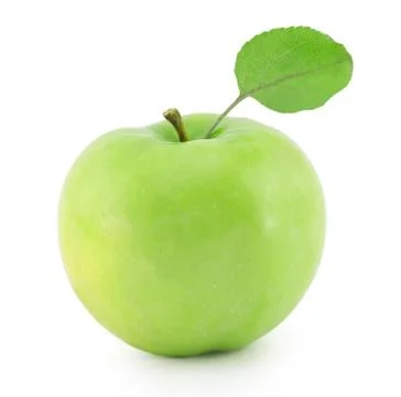 Apple with a green leaf on a white background Stock Photos