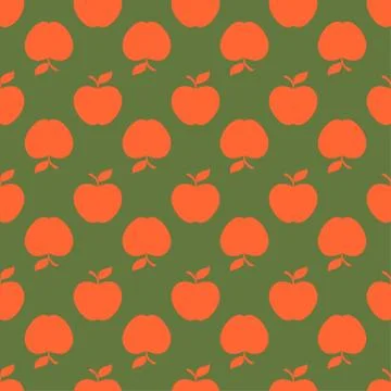 Apple green orange seamless pattern background Stock Illustration