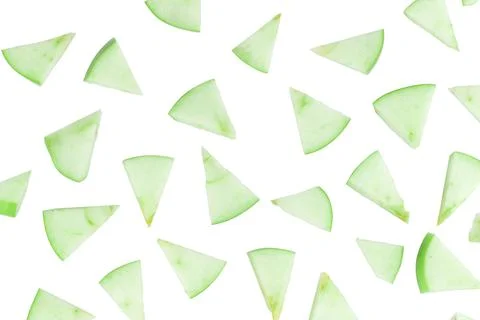 Apple green slice Piece pattern isolated on white background Stock Photos