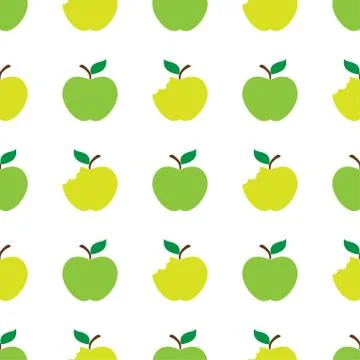 Apple green white seamless pattern background Stock Illustration