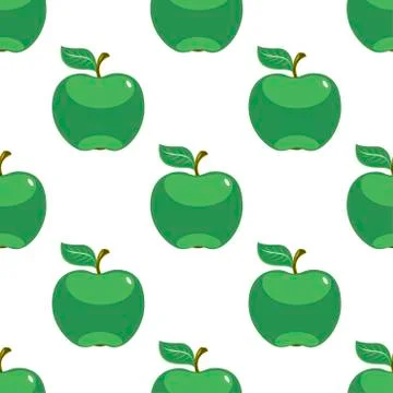 Apple green white seamless pattern background Stock Illustration