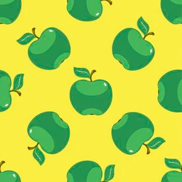 Apple green yellow seamless pattern background Stock Illustration