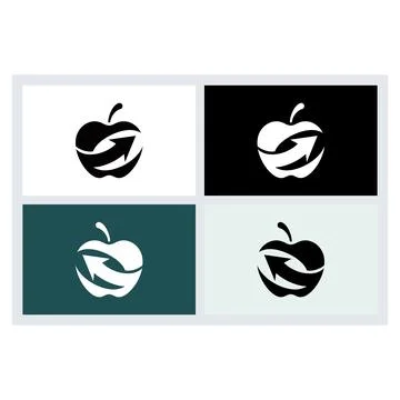 Apple Growth Arrow Logo Icon Set Stock Illustration