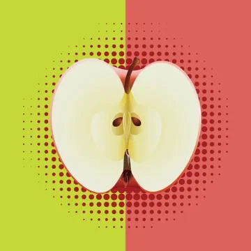 Apple half pop art 스톡 일러스트