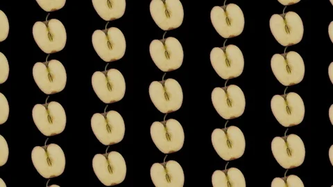 Apple Halves Animation on Alpha Channel 3 Stock Footage 113011369