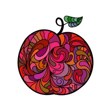 Apple hand drawing in doodle style Stock Illustration