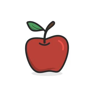Apple hand drawn illustration flat color Stock Illustration