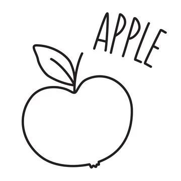 Apple hand drawn with thin line isolated on white background Stock Illustration