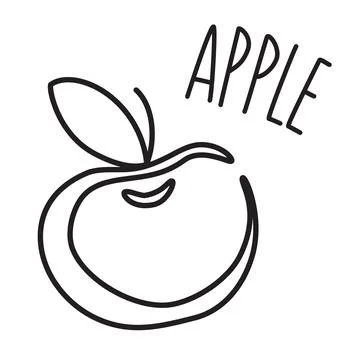 Apple hand drawn with thin line isolated on white background Stock Illustration