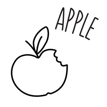 Apple hand drawn with thin line isolated on white background Stock Illustration