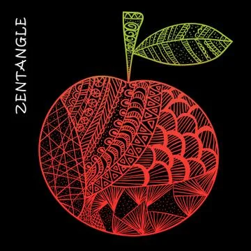 Apple hand drawn zentangle Stock Illustration