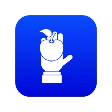 Apple in hand icon digital blue イラスト素材