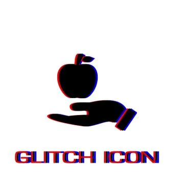 Apple in hand icon flat Stock Illustration