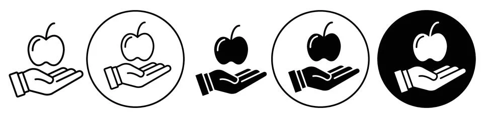 Apple in hand icon vector set collection for web Stock Illustration